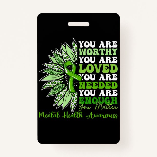 Motivational Support Warrior Mental Health Awarene ID Badge (Front)