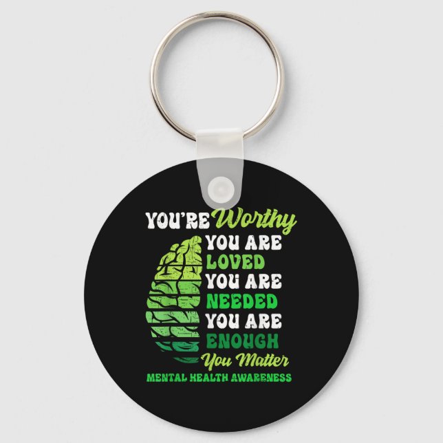 Motivational Support Warrior Mental Health Awarene Key Ring (Front)