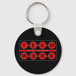 Motivational TEAMWORK Wins Games Keychain