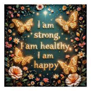 Motivational text with butterflies #1 poster