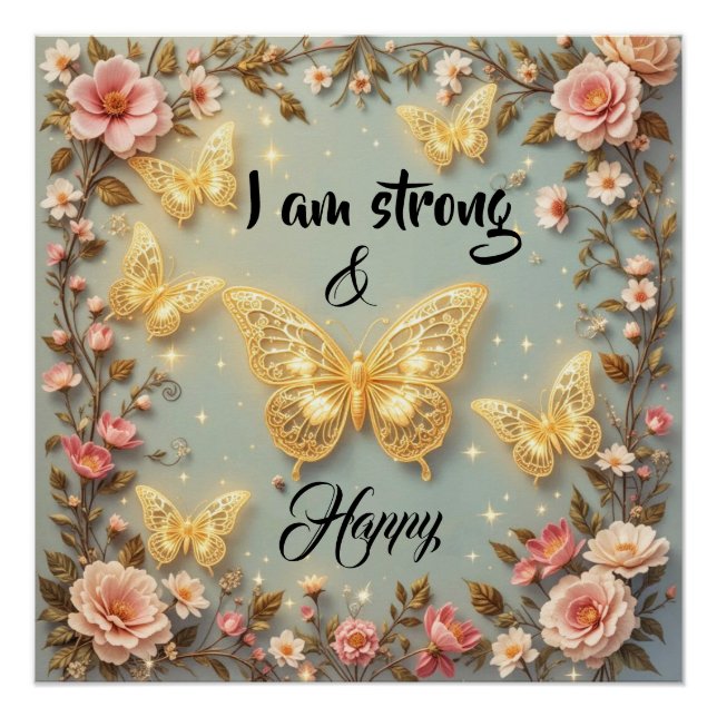 Motivational text with butterflies #2 poster (Front)