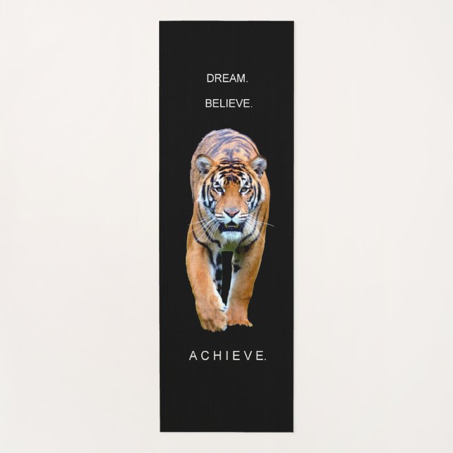 Motivational Tiger Black Template Success Quote Yoga Mat (Front)