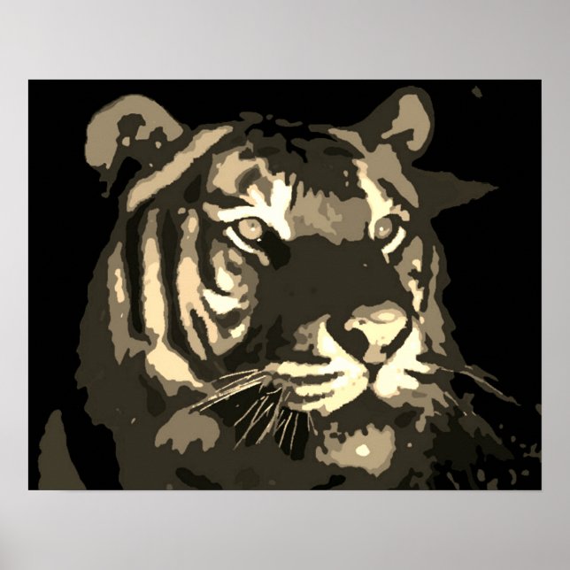 Motivational Tiger Eyes Vintage Sepia Poster (Front)