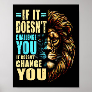 Motivational Training Workout Fitness Quotes Lion Poster