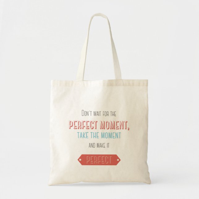 Motivational typographic retro style tote bag (Front)