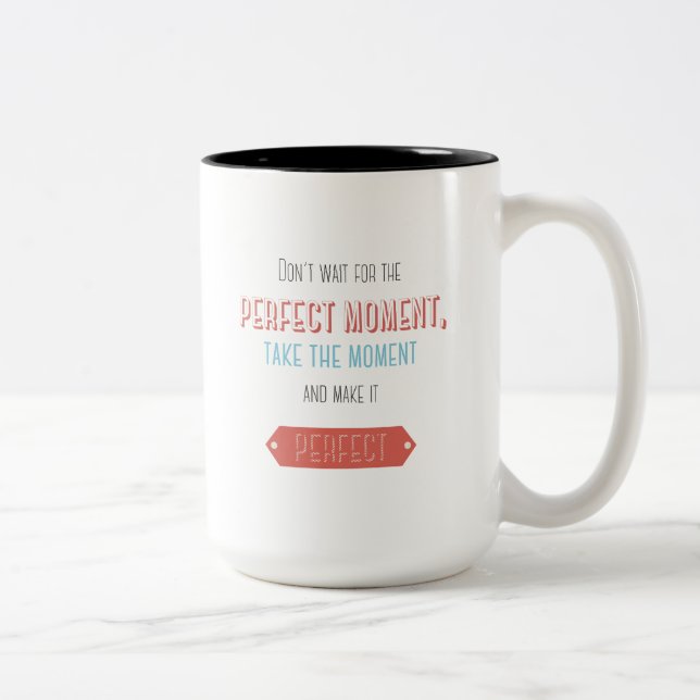 Motivational typographic retro style Two-Tone coffee mug (Right)