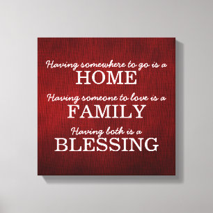 Motivational Typography Family Quote Canvas Print