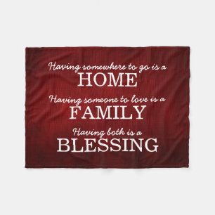 Motivational Typography Family Quote Fleece Blanket