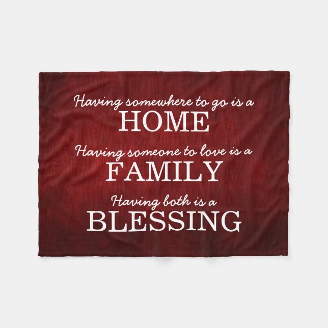 Motivational Typography Family Quote Fleece Blanket (Front (Horizontal))