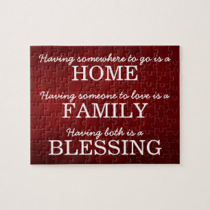 Motivational Typography Family Quote Jigsaw Puzzle