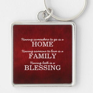 Motivational Typography Family Quote Key Ring