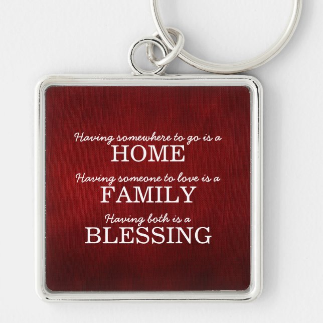 Motivational Typography Family Quote Key Ring (Front)