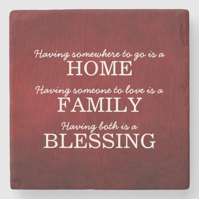 Motivational Typography Family Quote Stone Coaster (Front)