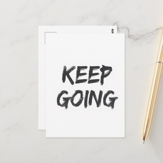 Motivational typography keep going paint stroke postcard (Front/Back In Situ)
