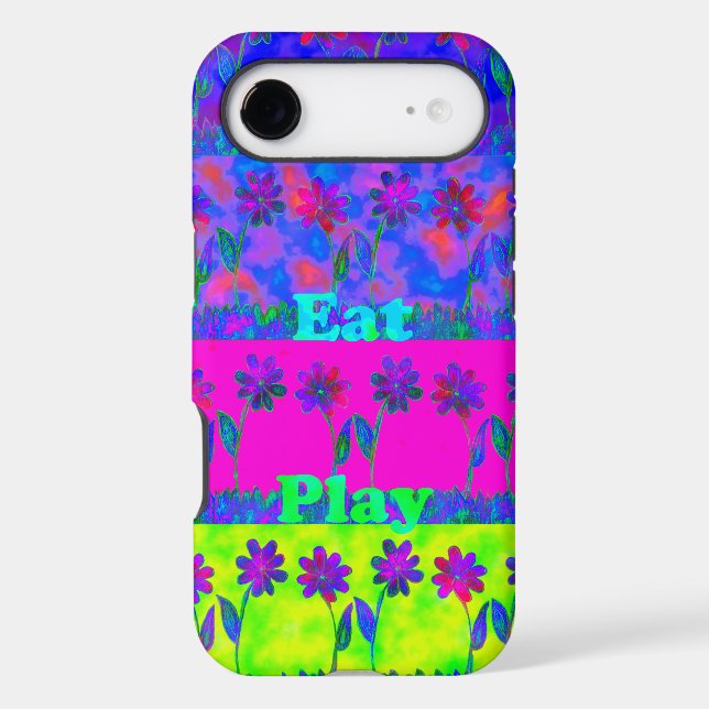 Motivational Vibrant "Eat Love & Play" Art Print (Back)