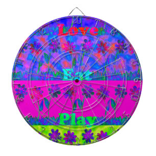 Motivational Vibrant "Eat Love & Play" Art Print Dartboard