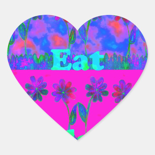 Motivational Vibrant "Eat Love & Play" Art Print Heart Sticker (Front)