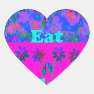 Motivational Vibrant "Eat Love & Play" Art Print Heart Sticker