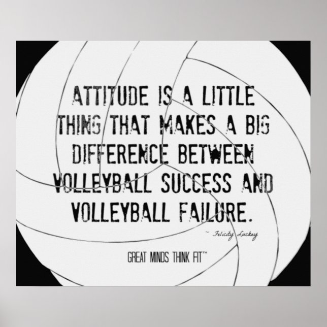 Motivational Volleyball Print 010 Black and White (Front)