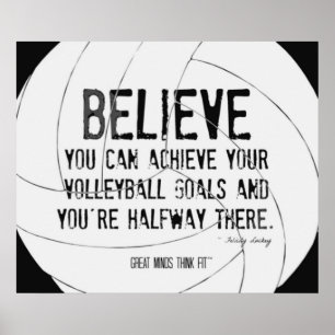 Motivational Volleyball Print 015 Black and White