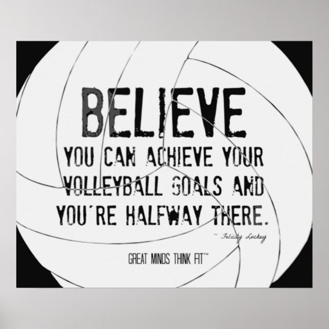 Motivational Volleyball Print 015 Black and White (Front)