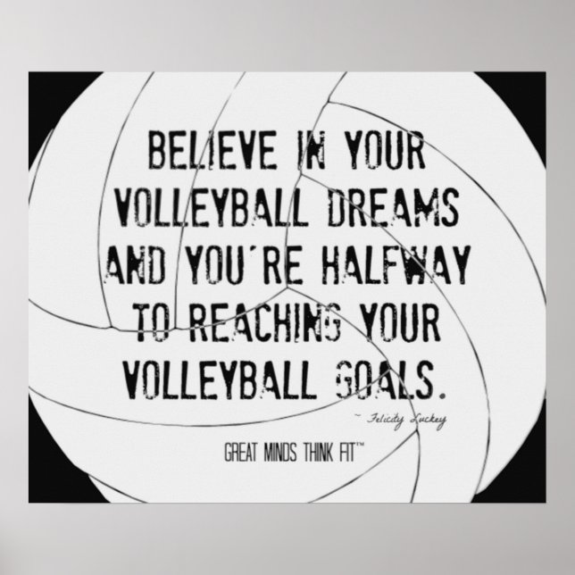 Motivational Volleyball Print 020 Black and White (Front)