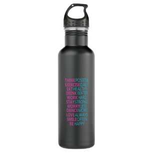 Motivational Water Bottle Pink Inspirational Quote