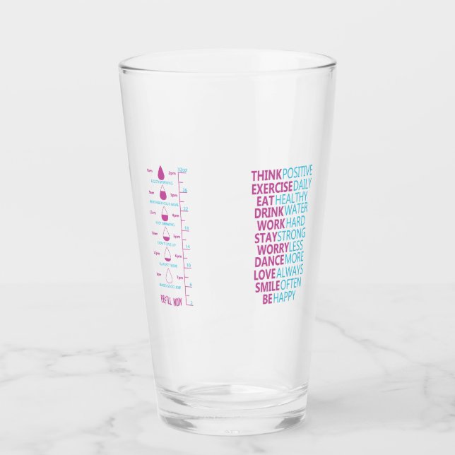 Motivational water tracker glass (Front)