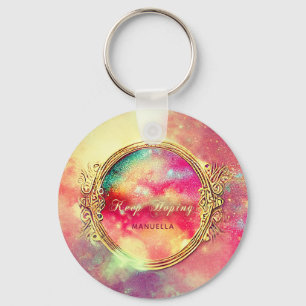 Motivational Waterclor Galaxy Crystal Ball Custom  Key Ring