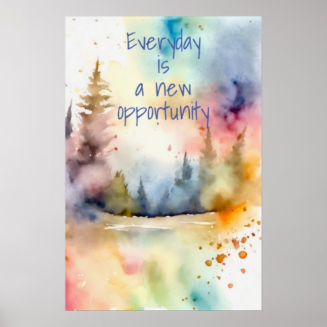 Motivational Watercolor Wall Art Poster 3 (Front)