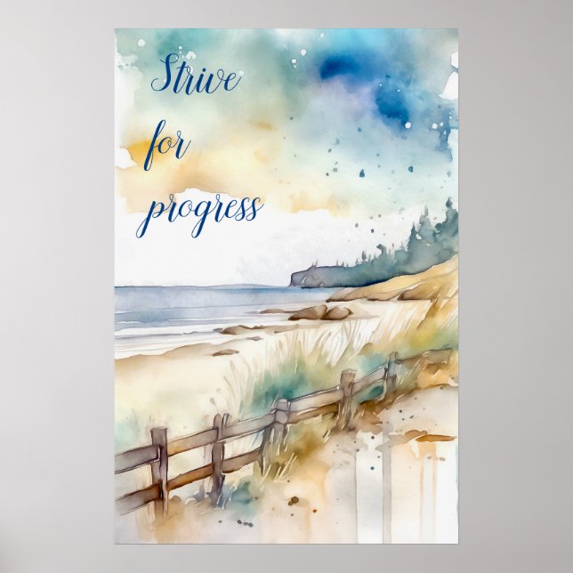 Motivational Watercolor Wall Art Poster 4 (Front)
