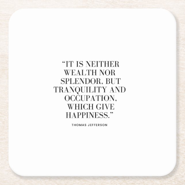 Motivational Wealth and Happiness Quote  Square Paper Coaster (Front)
