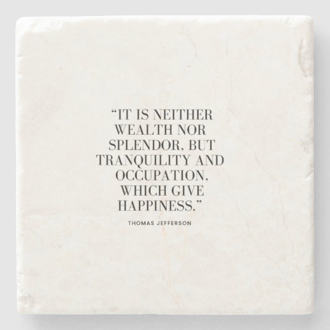 Motivational Wealth and Happiness Quote  Stone Coaster (Front)