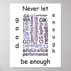 Motivational Word Art Netball Quote Poster