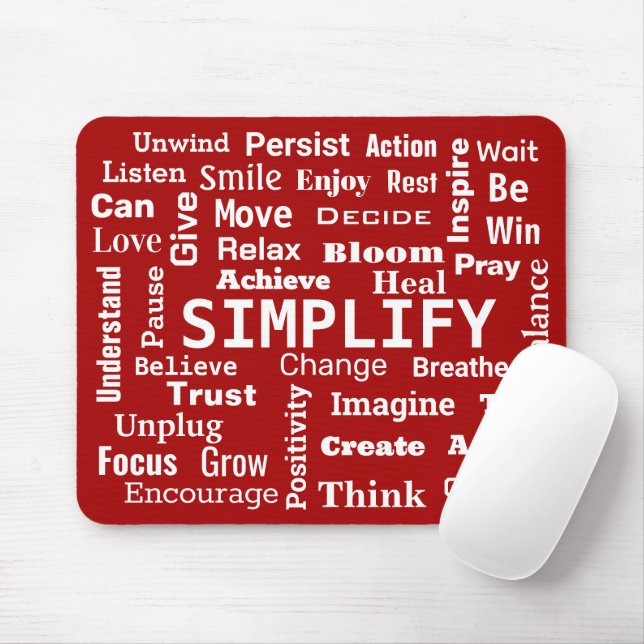 Motivational Word Cloud On Red Mouse Mat (With Mouse)