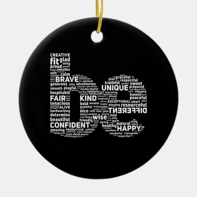 Motivational Word Cloud Throw Pillow Ceramic Tree Decoration (Front)