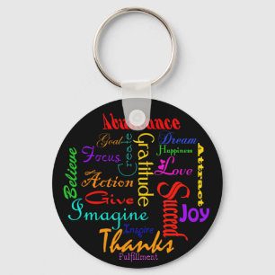 Motivational Word Collage Keychain