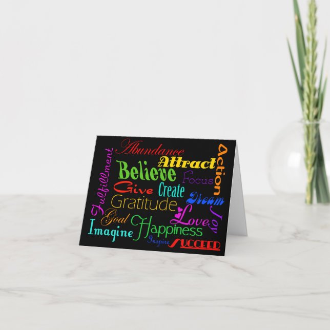 Motivational Word Collage Note Card (Front)