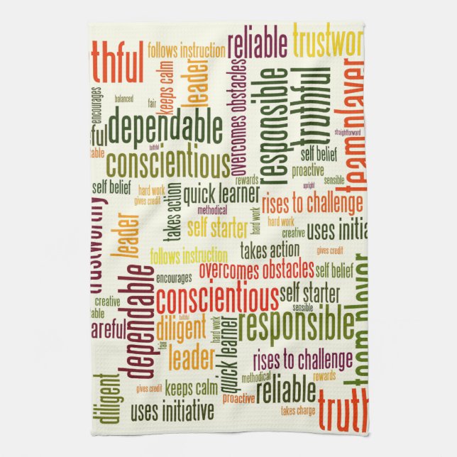 Motivational Words #4 positive values Tea Towel (Vertical)