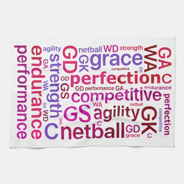 Motivational Words And Positions Netball Tea Towel (Horizontal)