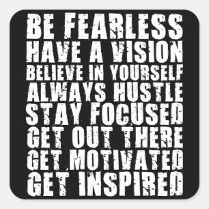 Motivational Words - Be Fearless. Have a Vision Square Sticker