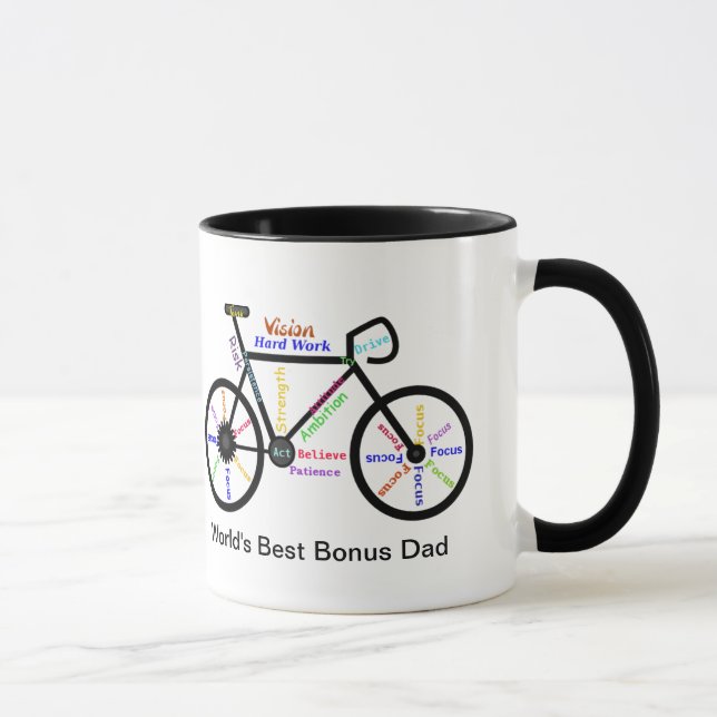 Motivational Words Bike, Cycle Best Bonus Dad Mug (Right)