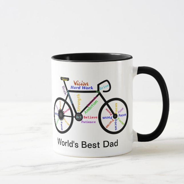 Motivational Words Bike, Cycle Best Dad Mug (Right)