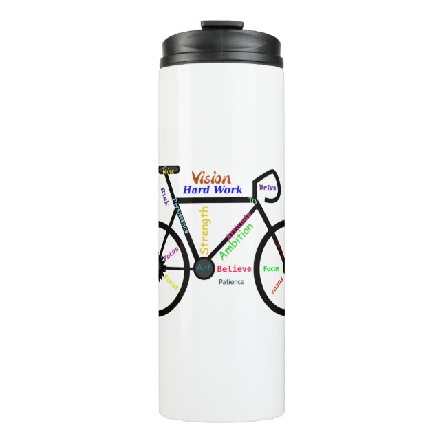 Motivational Words, Biking, Cycling, Bike Men's Thermal Tumbler (Front)