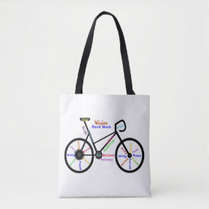 Motivational Words, Biking, Cycling, Bike Tote Bag