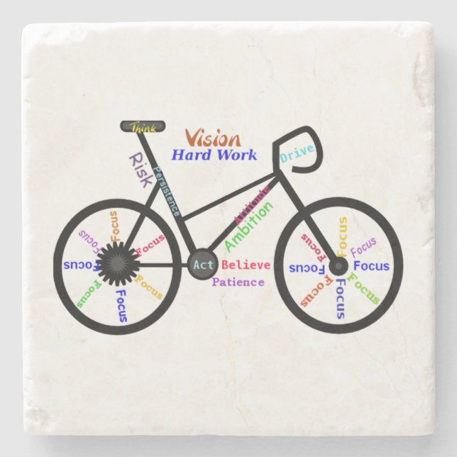Motivational Words, Biking, Cycling, Bike Women Stone Coaster (Front)