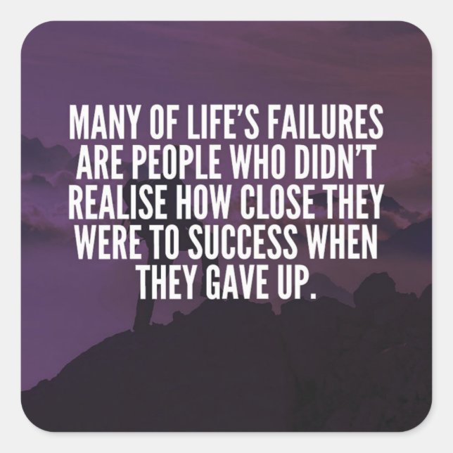 Motivational Words - Failure and Success Square Sticker (Front)