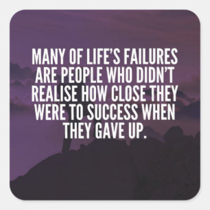 Motivational Words - Failure and Success Square Sticker