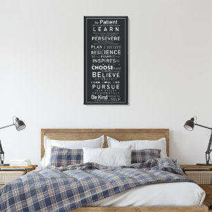 Motivational Words for Life, Work, Black and White Canvas Print