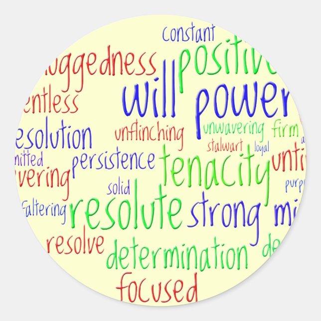 Motivational Words for New Year, Positive Attitude Classic Round Sticker (Front)